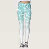 Hübsche Aqua White Ombre Animal Print Leggings (Vorderseite)