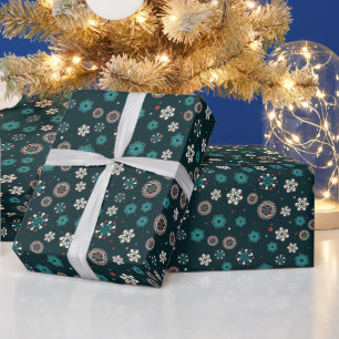 Hübsche Aquamarine Aqua Red White Scandinavian Sn Geschenkpapier