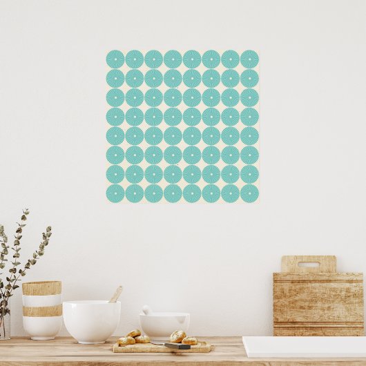 Hübsche Aquamarine Aqua Türkise Blue Circles Discs Poster (Küche)
