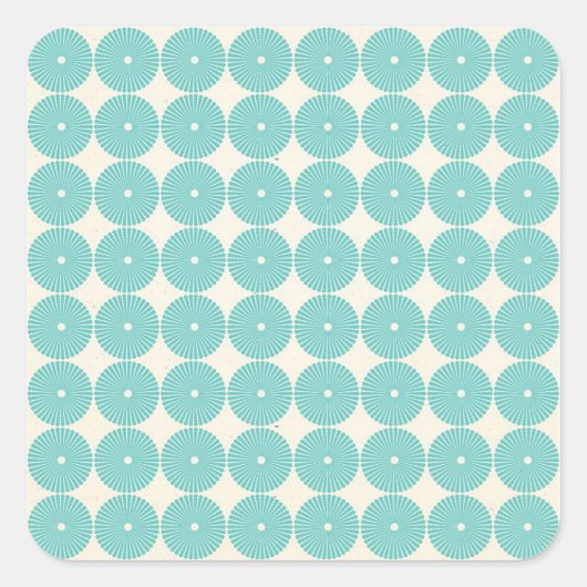 Hübsche Aquamarine Aqua Türkise Blue Circles Discs Quadratischer Aufkleber (Vorderseite)