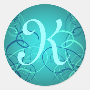 Hübsche aquamarine Bänder klebt an, um die individ Runder Aufkleber