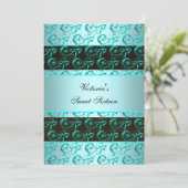 Hübsche Aquamarine Blue Wirbel 16 . Geburtstag Einladung (Stehend Vorderseite)