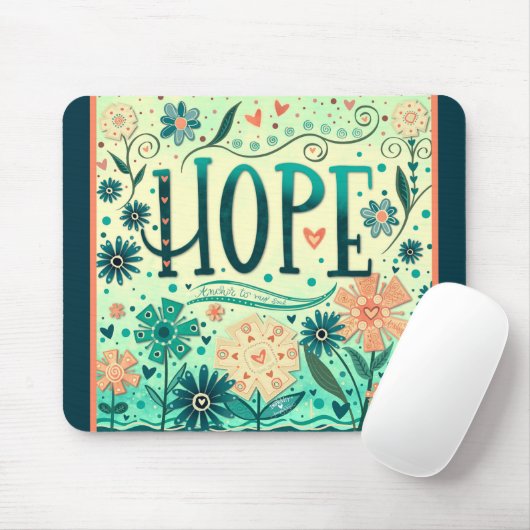 Hübsche Aquamarine Blumenhoffung Inspiriere Inspir Mousepad (Mit Mouse)
