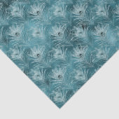 Hübsche Aquamarine Glitzy Peacock Feathers Seidenpapier (Detail)