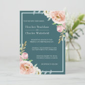 Hübsche Aquamarine Hochzeit der Wasserfarben Einladung (Stehend Vorderseite)