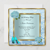 Hübsche Aquamarine Hydrangeas Blumenstrauß Geburts Einladung (Rückseite)