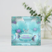 Hübsche Aquamarine Lila Schmetterlingsplatte Gebur Einladung (Stehend Vorderseite)