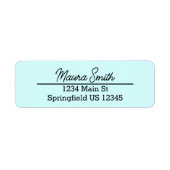 Hübsche aquamarine minimalistische Rücksendeadress (Vorne)