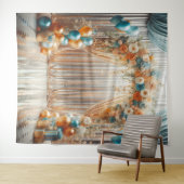 Hübsche Aquamarine und Orange Floral Balloon Arch  Wandteppich (Beispiel (Horizontal))