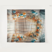 Hübsche Aquamarine und Orange Floral Balloon Arch  Wandteppich (Vorderseite (Horizontal))