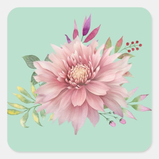 Hübsche Aquamarine und rosa Pastellfarben Quadratischer Aufkleber (Vorderseite)