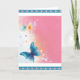 Hübsche Aquamarine und rosa Schmetterlingskarte Ankündigung