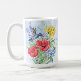 Hübsche Aquarell-Blume und Hummingvögel Kaffeetasse