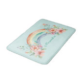 Hübsche Aquarell-Blume und Regenbogen Badematte (Schrägansicht)