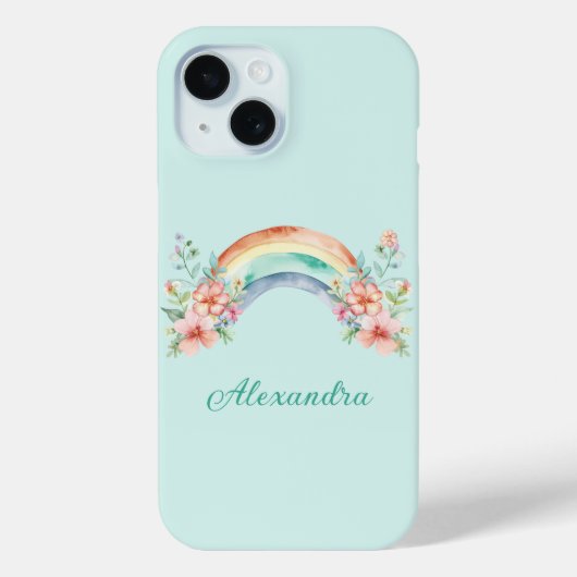 Hübsche Aquarell-Blume und Regenbogen Case-Mate iPhone Hülle (Rückseite)