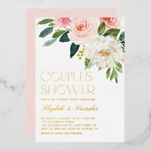 Hübsche Aquarell-Blumen-Garten-Paar-Dusche Folieneinladung