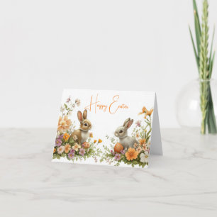 Hübsche Aquarell-Blumen-Osterhase-Feiertagskarte Karte
