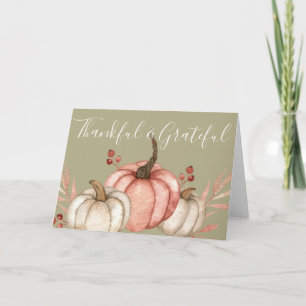 Hübsche Aquarell-Kürbisse auf Salbei-Thanksgiving Feiertagskarte