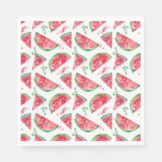 Hübsche Aquarell-Wassermelone Serviette (Vorderseite)