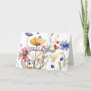 Hübsche Aquarell-Wildblumen-Baby-Party Dankeskarte