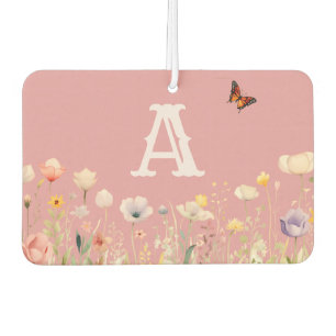 Hübsche Aquarell-Wildblumen und Monogramm Autolufterfrischer