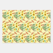 Hübsche Aquarellblauen und gelbe Blumen Geschenkpapier Set (Vorderseite 2)