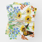 Hübsche Aquarellblauen und gelbe Blumen Geschenkpapier Set (Beispiel)