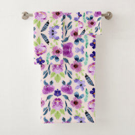 Hübsche Aquarellblume Badhandtuch Set