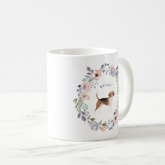 Hübsche Aquarellblume | Beagle Dog Kaffeetasse (VorderseiteRechts)