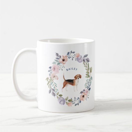 Hübsche Aquarellblume | Beagle Dog Kaffeetasse (Links)