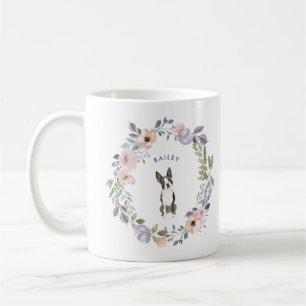 Hübsche Aquarellblume Boston Terrier Dog Kaffeetasse