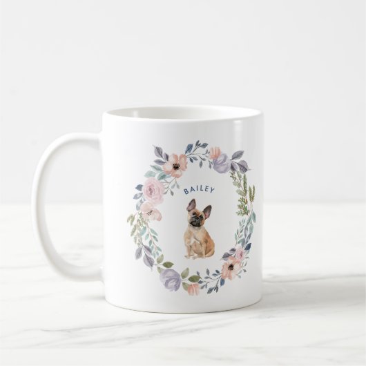 Hübsche Aquarellblume | French Bulldog Dog Kaffeetasse (Links)