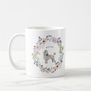 Hübsche Aquarellblume   Gray Poodle Dog Kaffeetasse