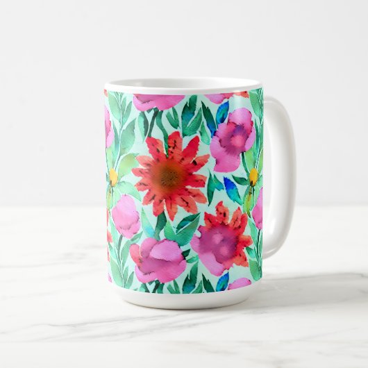 Hübsche Aquarellblume Kaffeetasse (VorderseiteRechts)