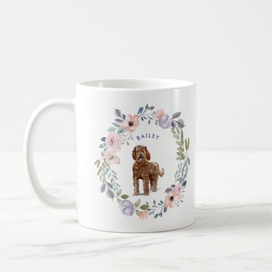 Hübsche Aquarellblume | Labradoodle Dog Kaffeetasse (Links)