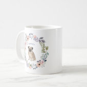 Hübsche Aquarellblume | Mops Dog Kaffeetasse (Vorderseite Links)