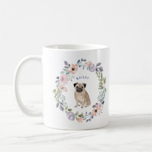 Hübsche Aquarellblume   Mops Dog Kaffeetasse