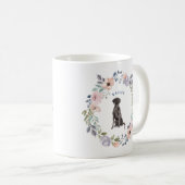 Hübsche Aquarellblume | Schwarzer Lab Hund Kaffeetasse (VorderseiteRechts)