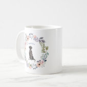 Hübsche Aquarellblume | Schwarzer Lab Hund Kaffeetasse (Vorderseite Links)