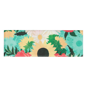Hübsche Aquarellblume Sonnenblumen und Mohn Blume Namenschild