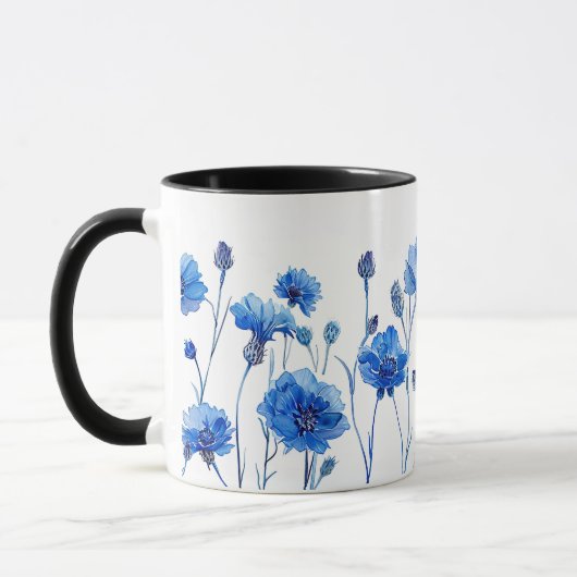 Hübsche Aquarellblume Wildblume Cornblume Tasse (Links)