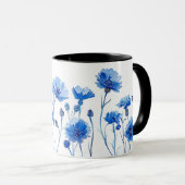 Hübsche Aquarellblume Wildblume Cornblume Tasse (VorderseiteRechts)