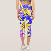 Hübsche Aquarellblumen Modernes lila Capri Leggings (Rückseite)