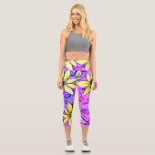 Hübsche Aquarellblumen Modernes lila Capri Leggings (Vorderseite)