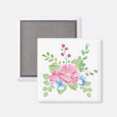 Hübsche AquarellblütenBouquet Magnet (Vorderseite/Rückseite)