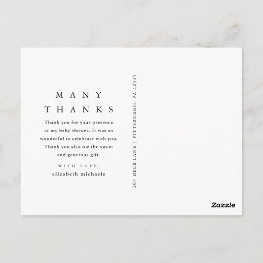 Hübsche Aquarellblütendusche Danke Postkarte (Rückseite)