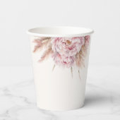 Hübsche Aquarellblütendusche Pink Babydusche Pappbecher (Rückseite)