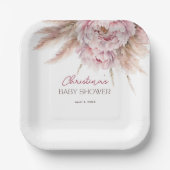 Hübsche Aquarellblütendusche Pink Babydusche Pappteller (Vorderseite)