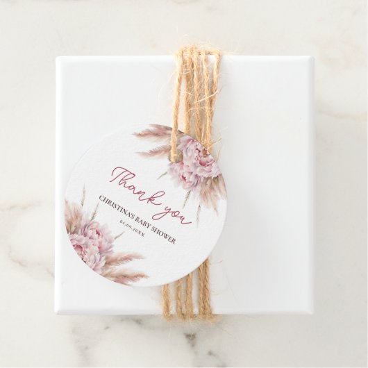 Hübsche Aquarellblütendusche Rosa Kinderdusche Wil Geschenkanhänger (Beispiel)