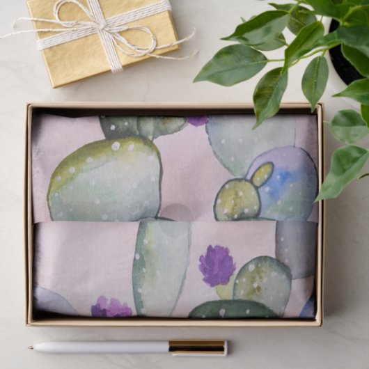 Hübsche Aquarellblütenkaktus Seidenpapier (Geschenk)